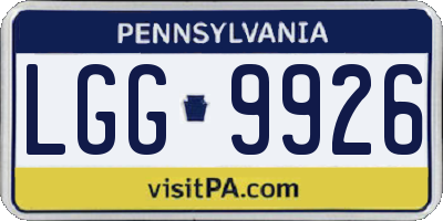 PA license plate LGG9926