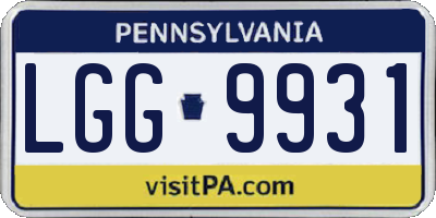 PA license plate LGG9931