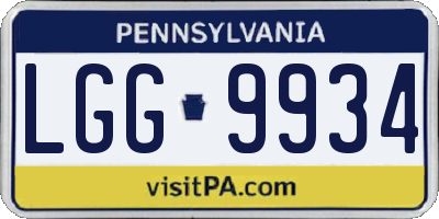 PA license plate LGG9934