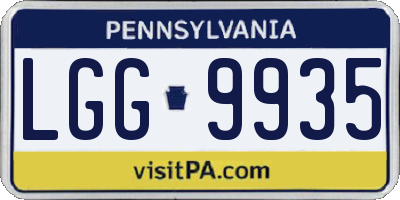 PA license plate LGG9935