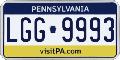 PA license plate LGG9993