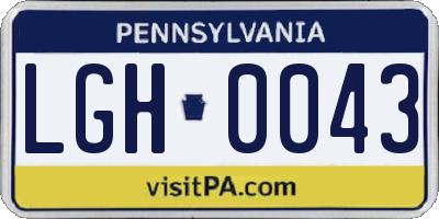 PA license plate LGH0043