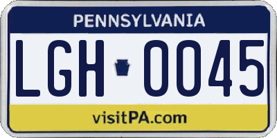 PA license plate LGH0045