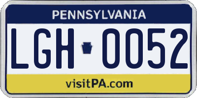 PA license plate LGH0052