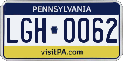 PA license plate LGH0062