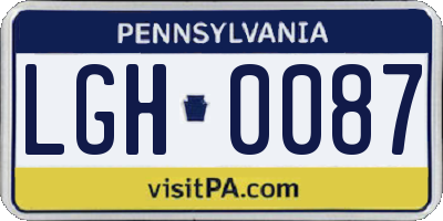 PA license plate LGH0087