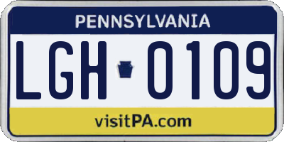 PA license plate LGH0109
