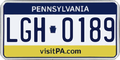 PA license plate LGH0189