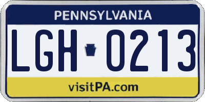 PA license plate LGH0213