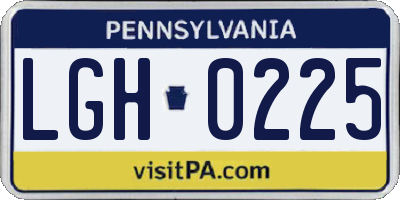 PA license plate LGH0225