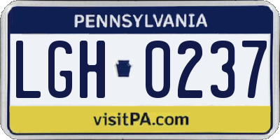PA license plate LGH0237