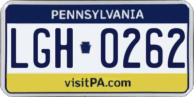 PA license plate LGH0262