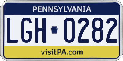 PA license plate LGH0282