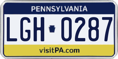 PA license plate LGH0287