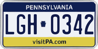 PA license plate LGH0342