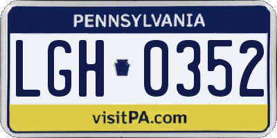 PA license plate LGH0352