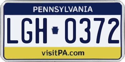 PA license plate LGH0372