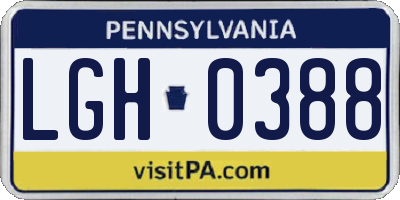 PA license plate LGH0388