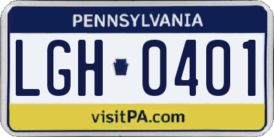 PA license plate LGH0401