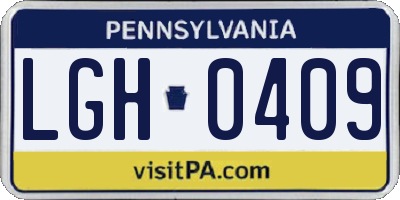 PA license plate LGH0409