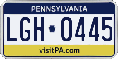 PA license plate LGH0445