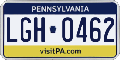 PA license plate LGH0462