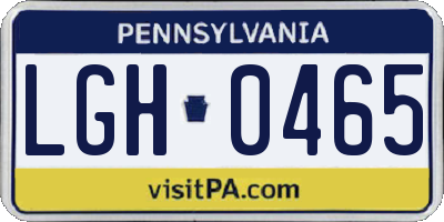 PA license plate LGH0465