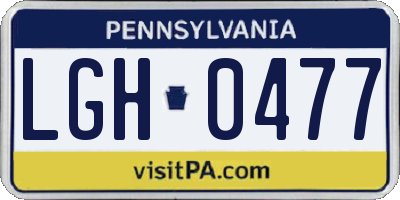 PA license plate LGH0477