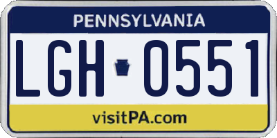 PA license plate LGH0551