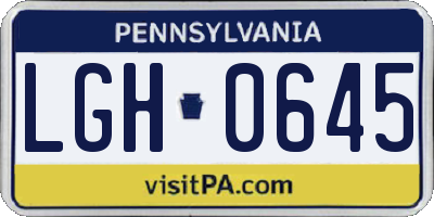PA license plate LGH0645