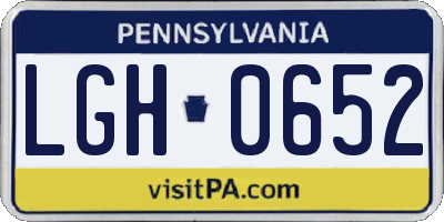 PA license plate LGH0652