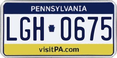 PA license plate LGH0675
