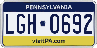 PA license plate LGH0692
