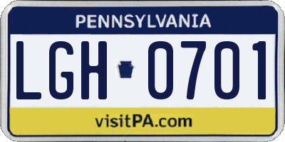 PA license plate LGH0701
