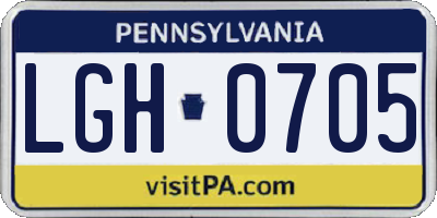 PA license plate LGH0705