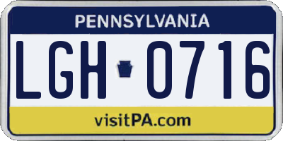 PA license plate LGH0716