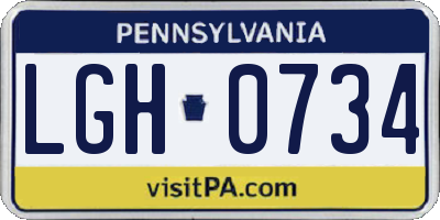 PA license plate LGH0734