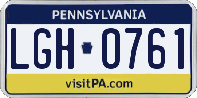 PA license plate LGH0761