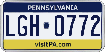 PA license plate LGH0772