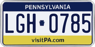 PA license plate LGH0785
