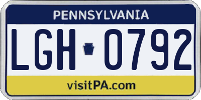 PA license plate LGH0792