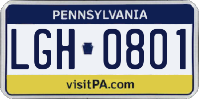 PA license plate LGH0801