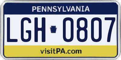 PA license plate LGH0807