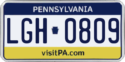 PA license plate LGH0809