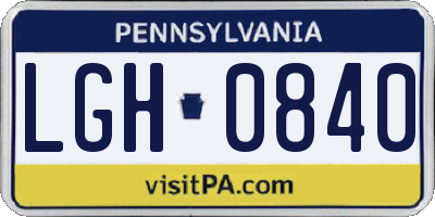 PA license plate LGH0840