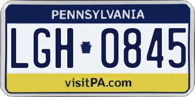 PA license plate LGH0845