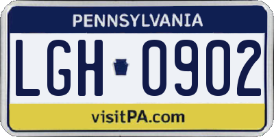 PA license plate LGH0902