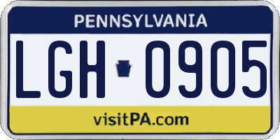 PA license plate LGH0905
