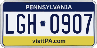 PA license plate LGH0907