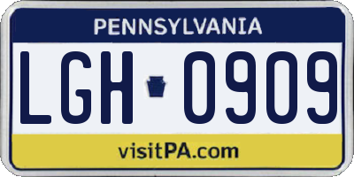 PA license plate LGH0909